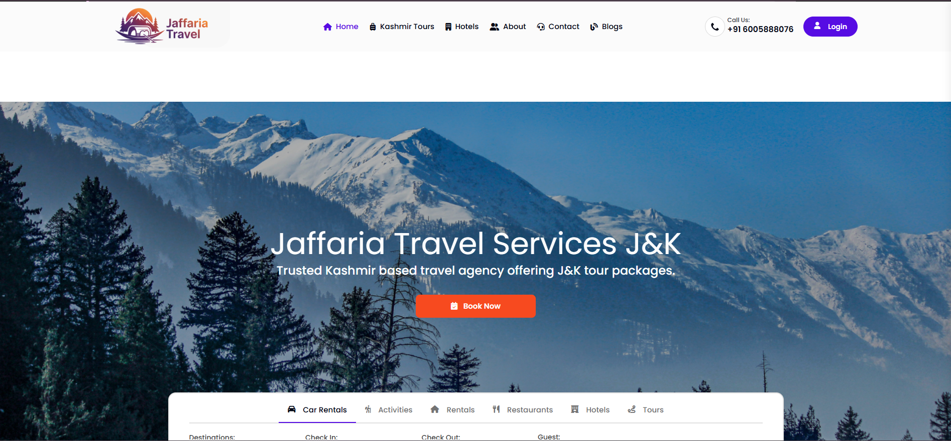 Jaffaria Travel — Kashmir Tour & Travel Website